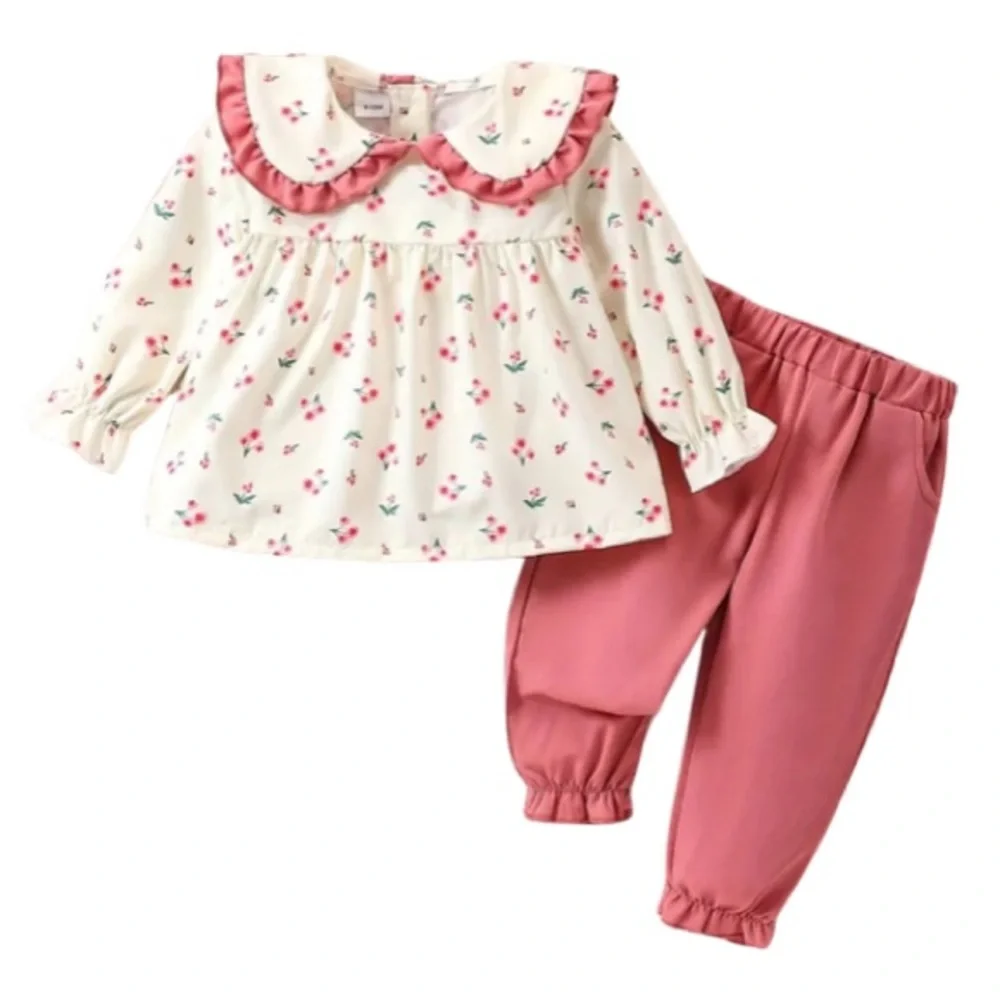 NEW Baby Girl Vintage Outfit Matching Set with Peter Pan Collar 6-9 Months
